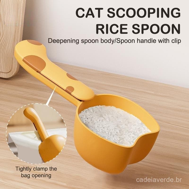 Colher Medidora para Arroz, Alimentador Multifuncional para Ração de Gato e Cachorro