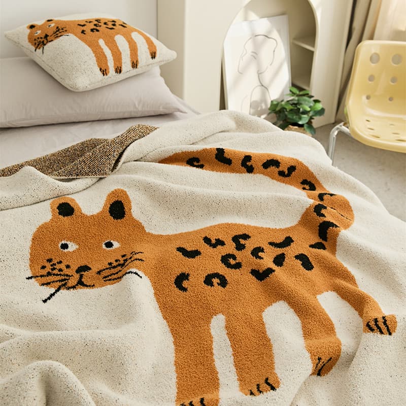 Gato grande manchado leopardo macio ceroso meia face velo cobertor de malha travesseiro cobertor Casual escritório Nap s