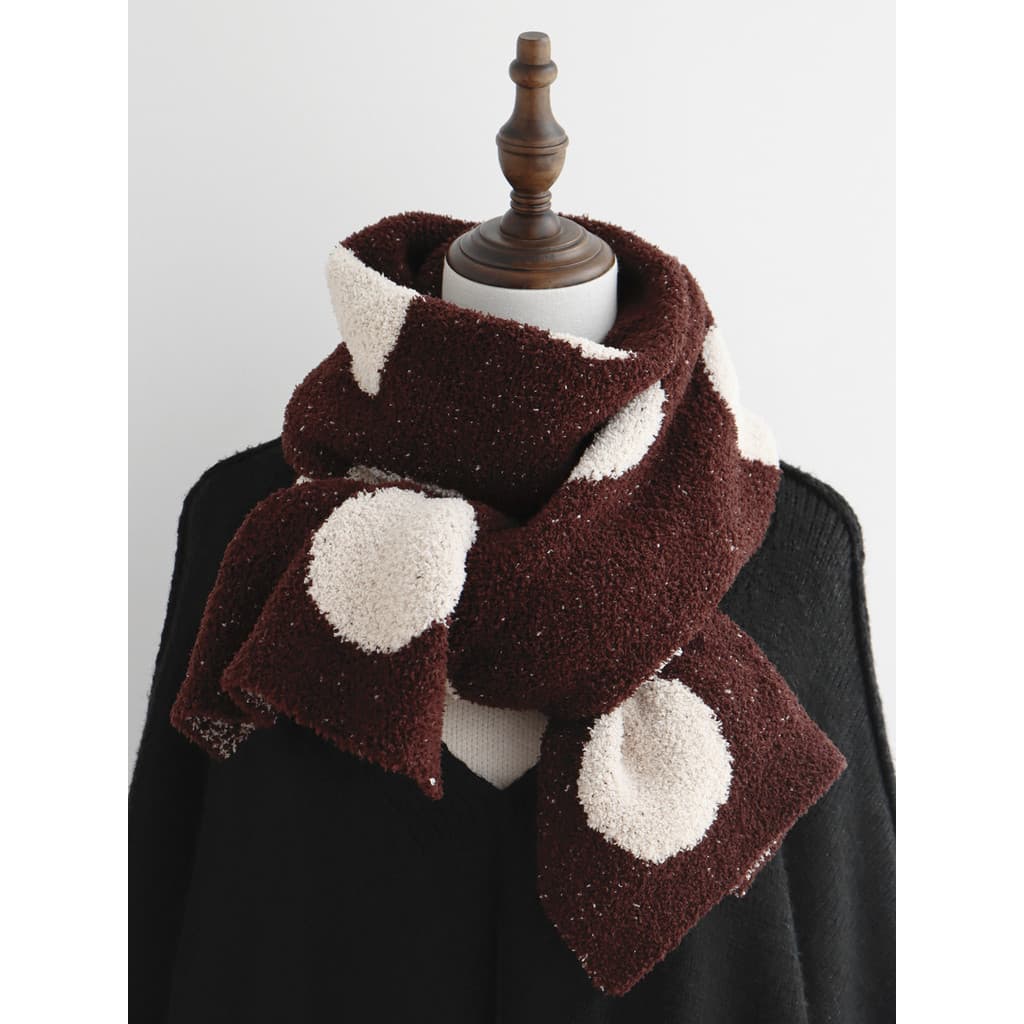 Sensação de pelúcia Polka Dot malha cachecol de lã versão coreana fresco quente cachecol preto branco Universal outono i