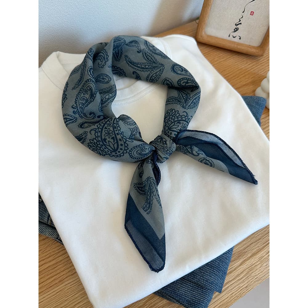 Literário Retro caju flor pequeno lenço quadrado lenço de seda feminino algodão linho sentir lenço macio decorativo