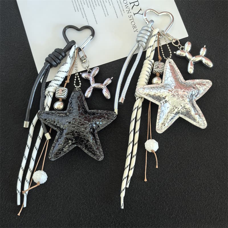 Estilo coreano High-End luz luxo nicho criativo estrela de cinco pontas saco pingente chaveiro