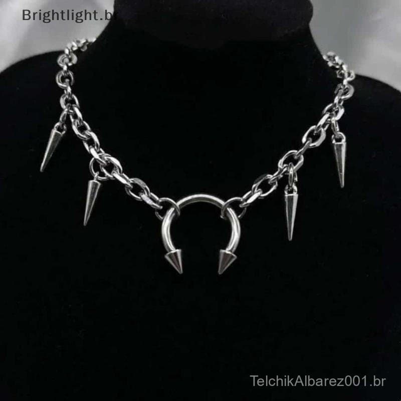 [brightlight.br] Gargantilha Com Pontas De Rebite Gótico Para Mulheres , Homens , Punk Y2K , Colar Geométrico , Acessóri