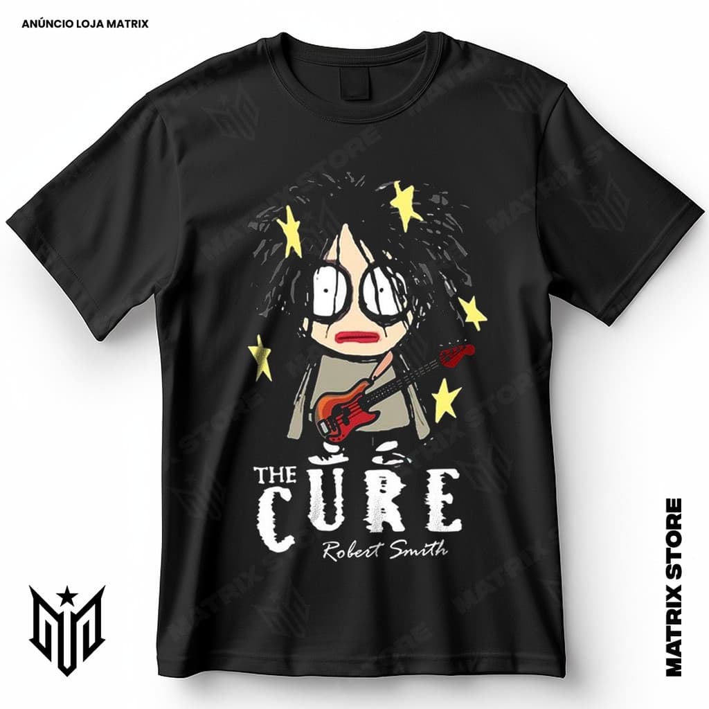 Camisa Banda The Cure Roberth Smith Blusa Camiseta de Rock 100% Algodão