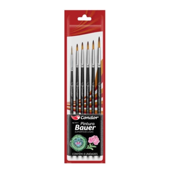 Kit Pincéis Bauer para Pintura 593/1 Superfícies Lisas