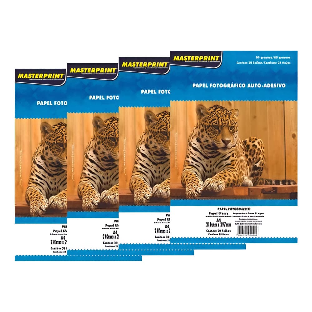 Papel Foto Adesivo A4 Brilhante 130g 80 Folhas Masterprint