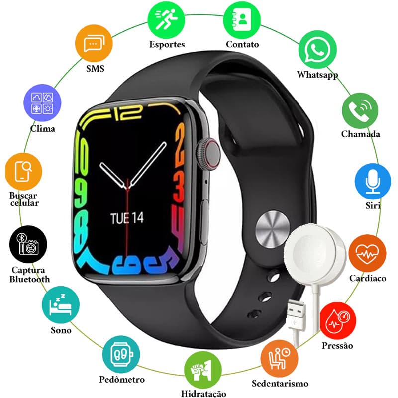 Novo smartwatch Bluetooth Chamada monitor De Sono Oxigênio No Sangue Calculadora Carregamento 8BQG