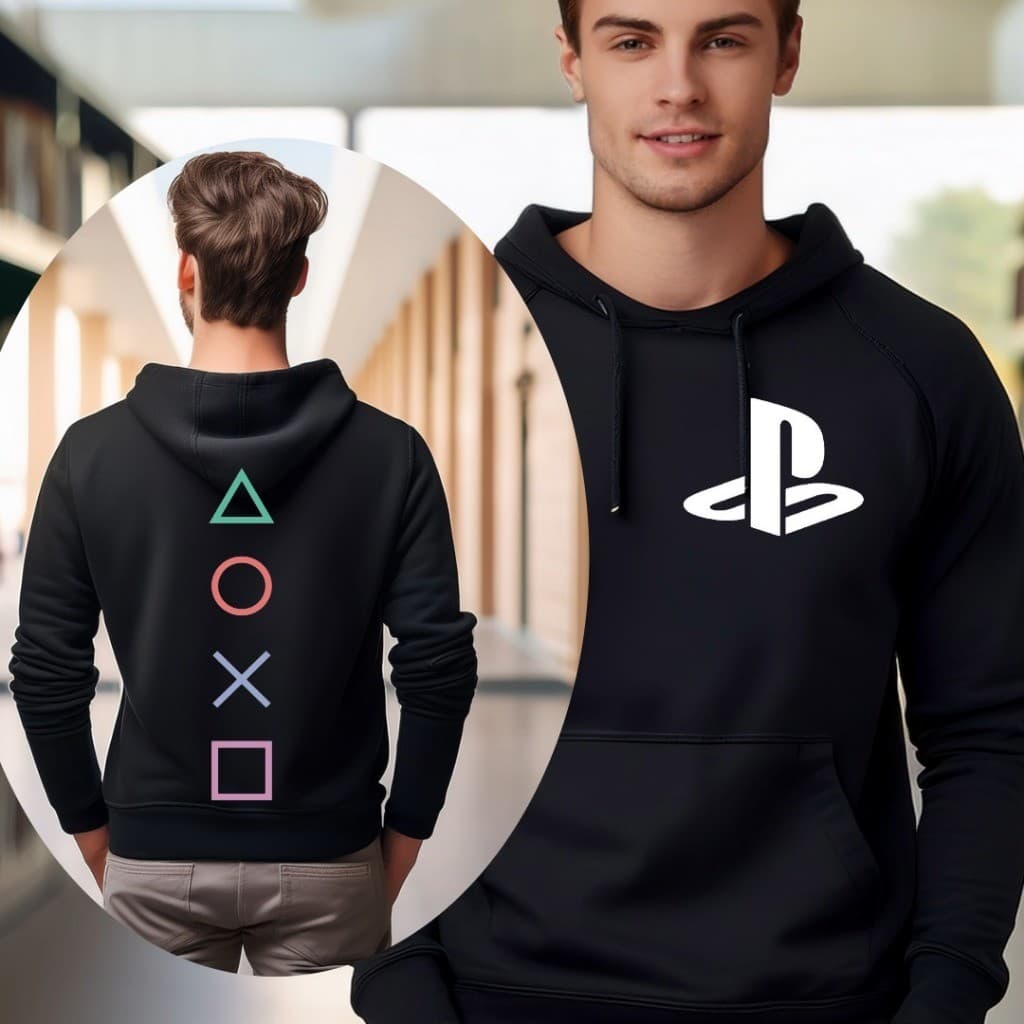 Moletom blusa de frio agasalho canguru estampado com capuz  PS Play PS5 Play Station Gamer