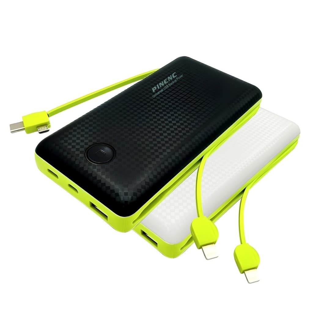 Power Bank 20000mAh Pineng AJ-C04 com Cabo Embutido USB Tipo C Lightning Portátil Carregador
