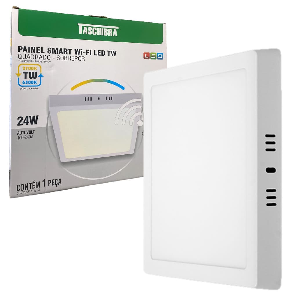 Painel Plafon Quadrado Sobrepor 24w Inteligente Smart Wi-fi