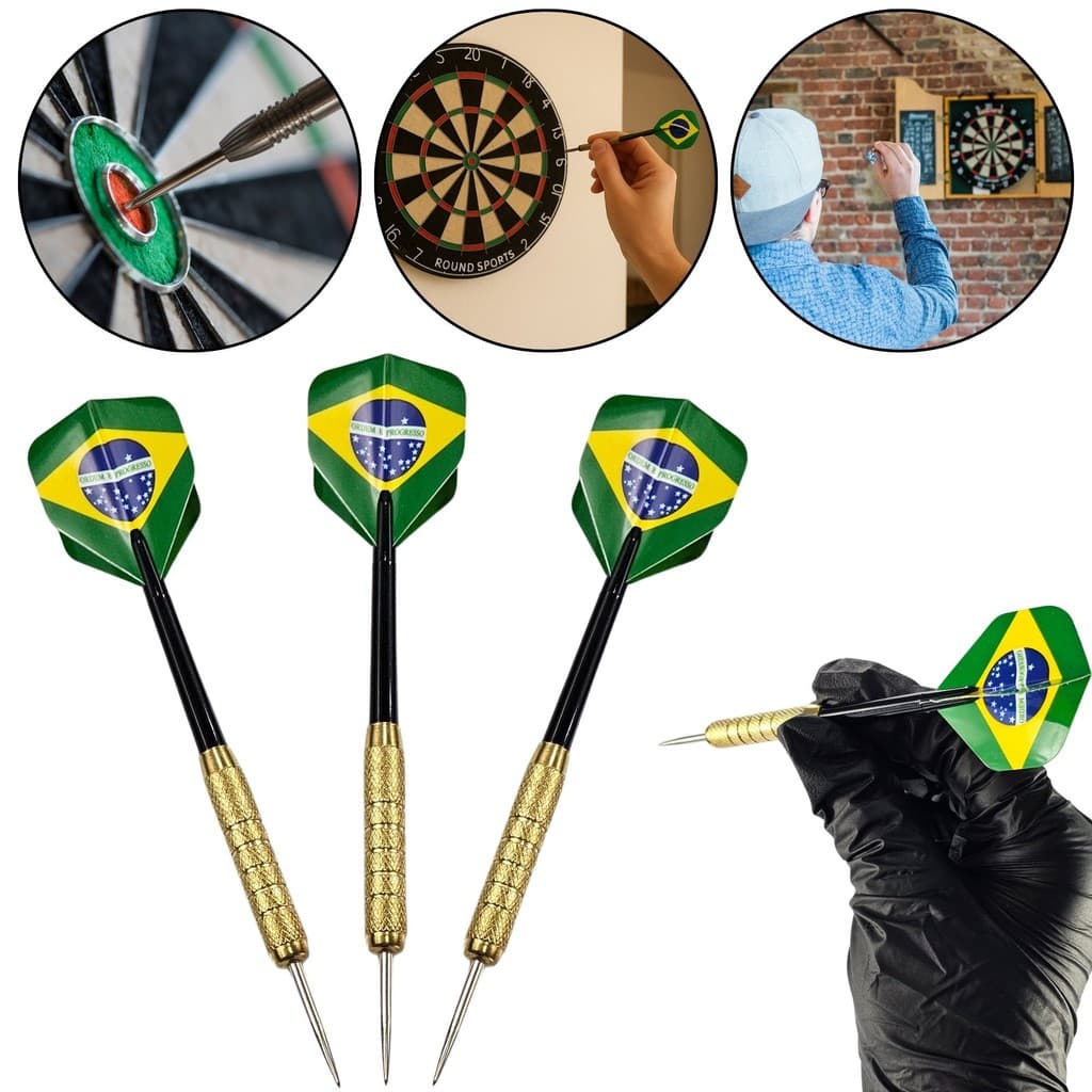 Kit 3 Dardos Profissionais Países Com Ponta De Aço