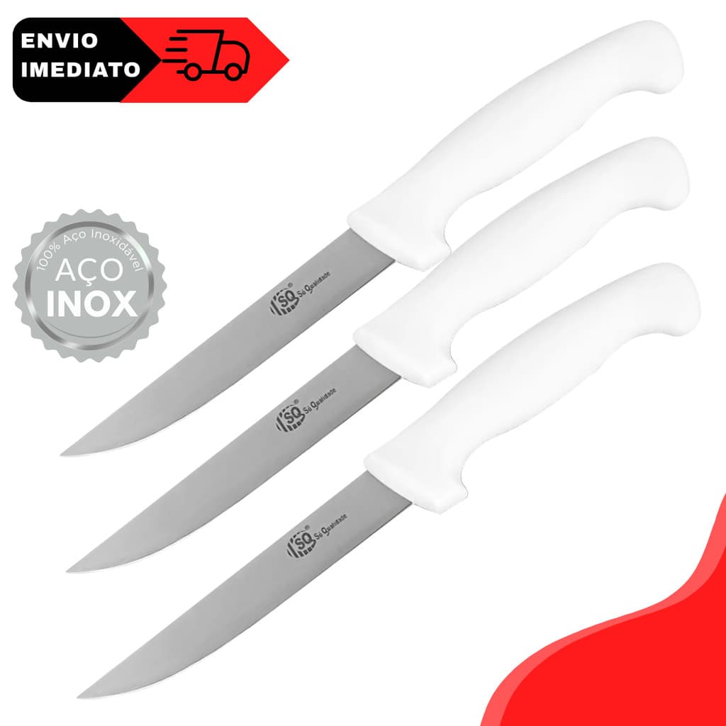 Faca Para Desossar Carne 6" Aço Inox 29,2cm Profissional Cabo Plástico Açougue Corte Chef