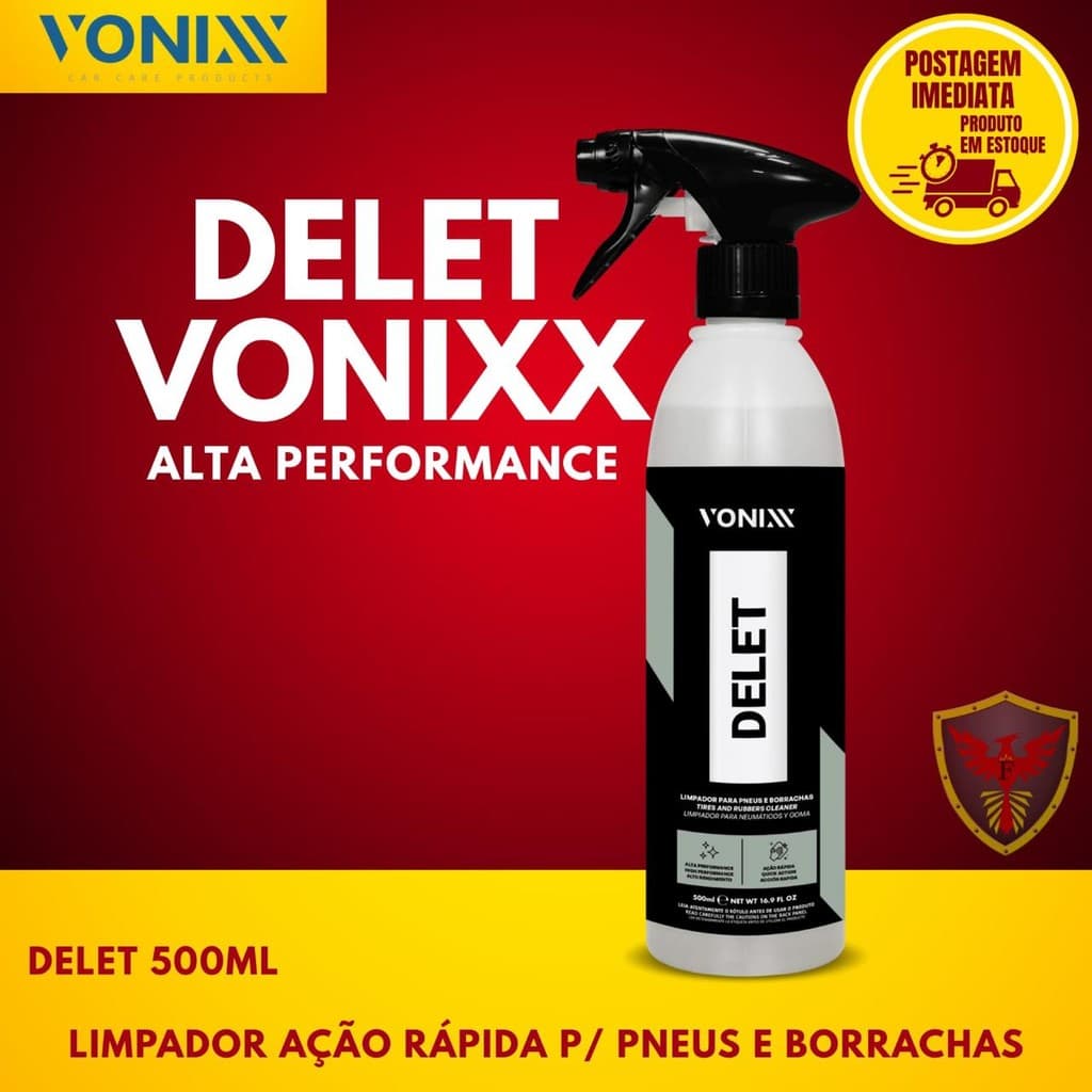 Delet Vonixx 500ml – Limpador Profissional para Pneus, Borrachas, Plásticos e Lanternas Automotivas