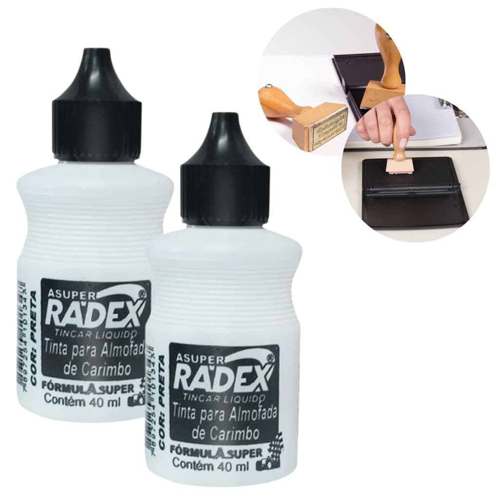 Kit 2 Unidades De Tinta Para Carimbo Para Almofadas Refil Manual Escritório