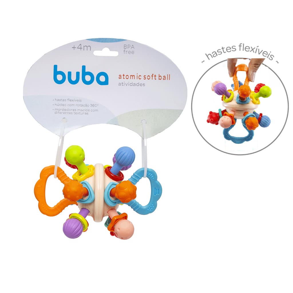Bola Buba Atomic Soft Ball Atividades Mordedor Flexível