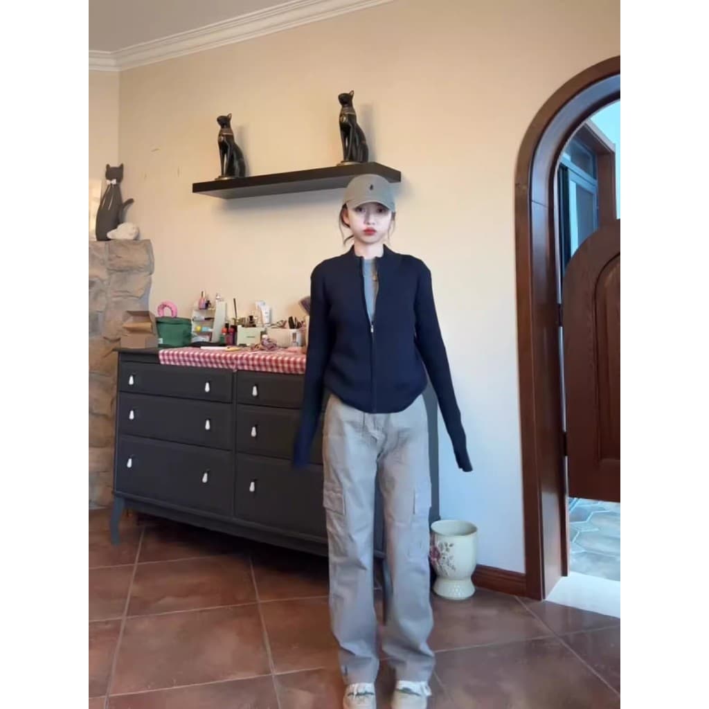 K Cardigan de malha feminino outono inverno novo estilo estilo coreano nicho feminino sentir fino-ajuste mais magro olha
