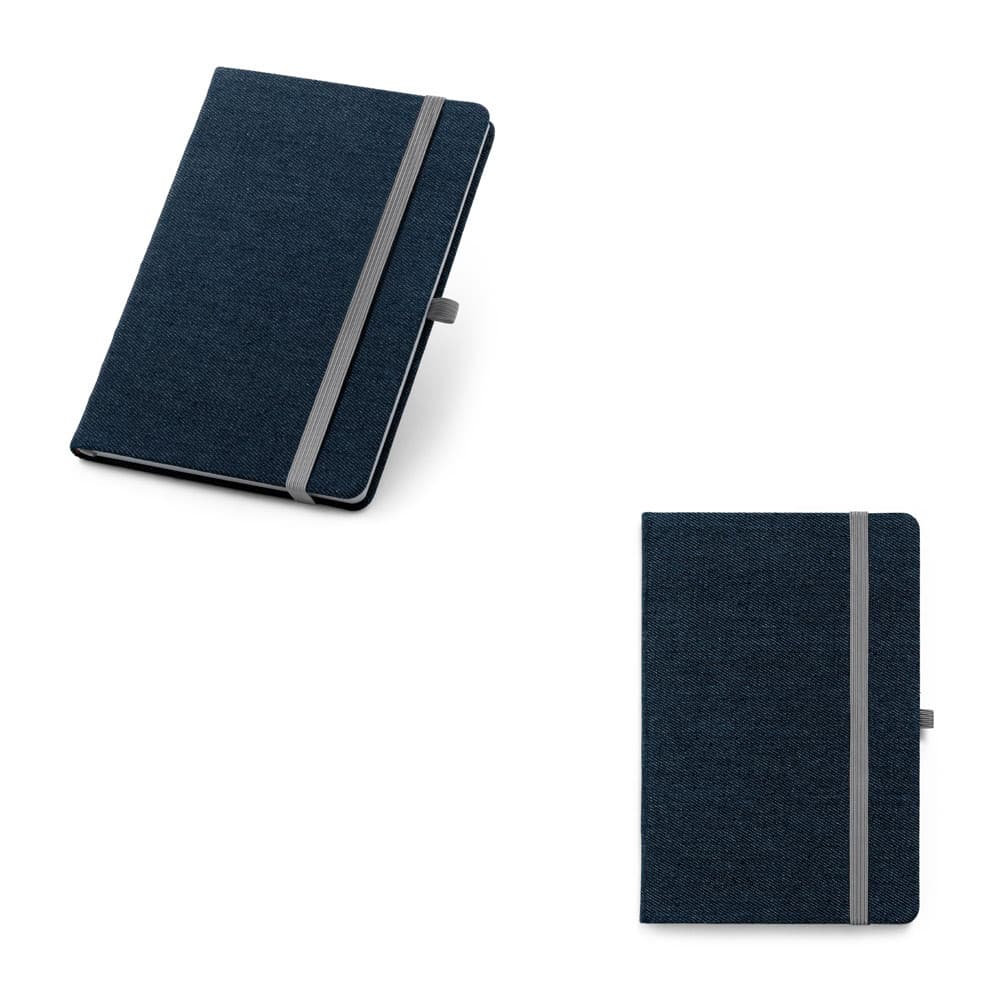 DENIM. Caderno A5 de capa dura em tecido tipo jeans com 160 páginas pautadas