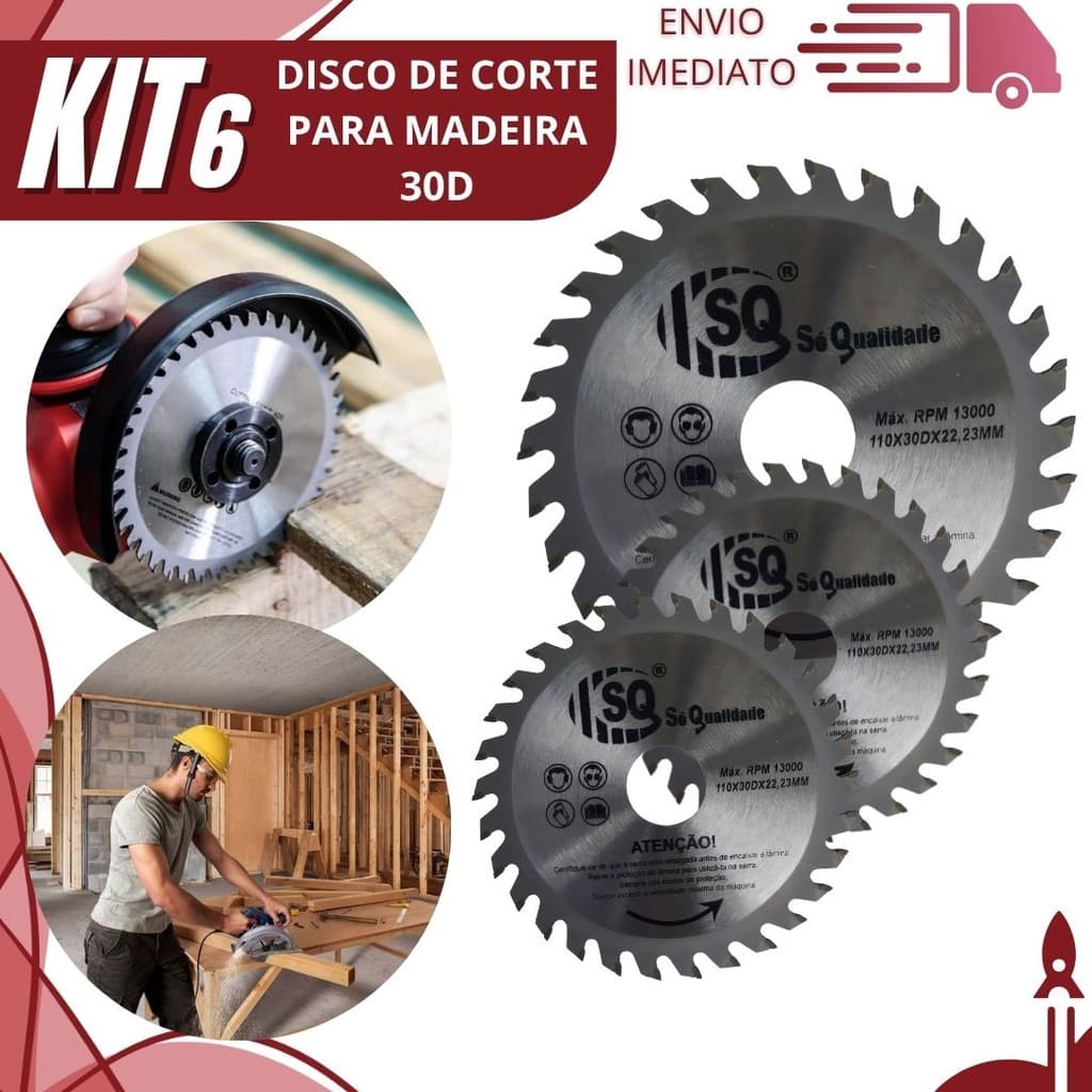Combo 6,3 Ou 2 Disco de Corte Serra Widea 110x22,23MM 30 Dentes Profissional para Serra Circular