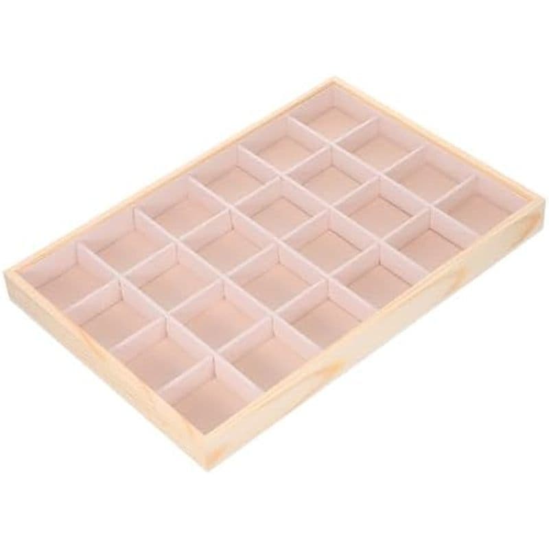 Bandeja Organizadora De Madeira FRCOLOR Com 24 Compartimentos De Veludo Para Anéis , Colares , Pulseiras , Placa De Exib