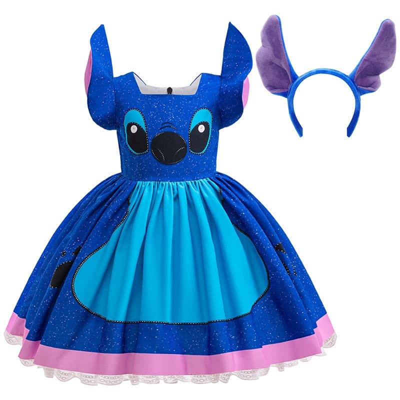 Vestido de Menina Inspirado no Filme Lilo e Stitch, Fantasia de Cosplay para Apresentações de Palco e Festas de Aniversá