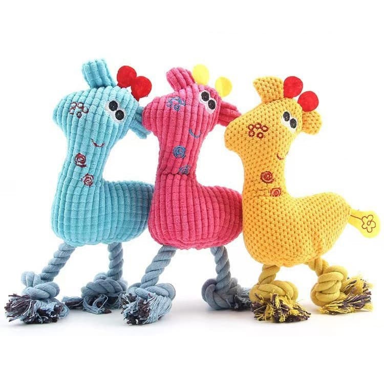 Brinquedo para Cachorro Girafa Corda com Apito Mordedor para pets