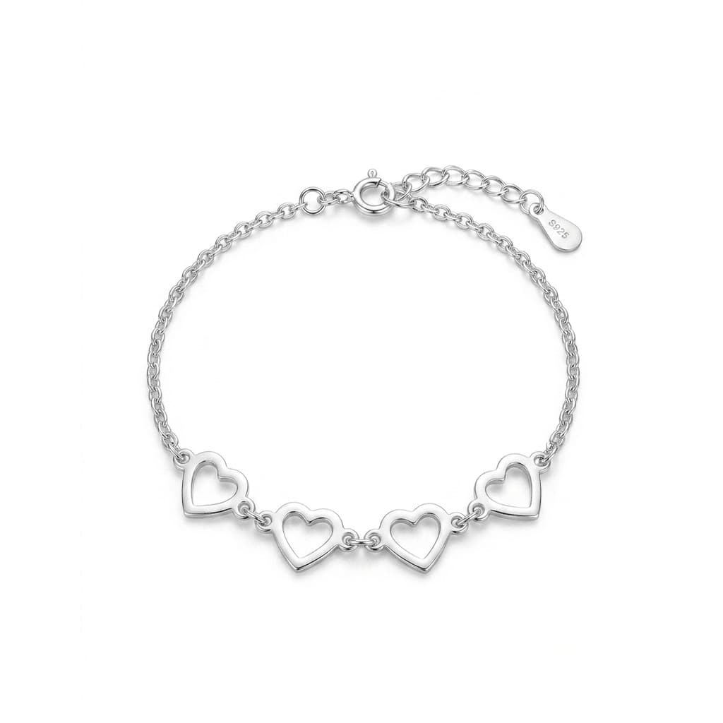 Pulseira Corações Prata 925
