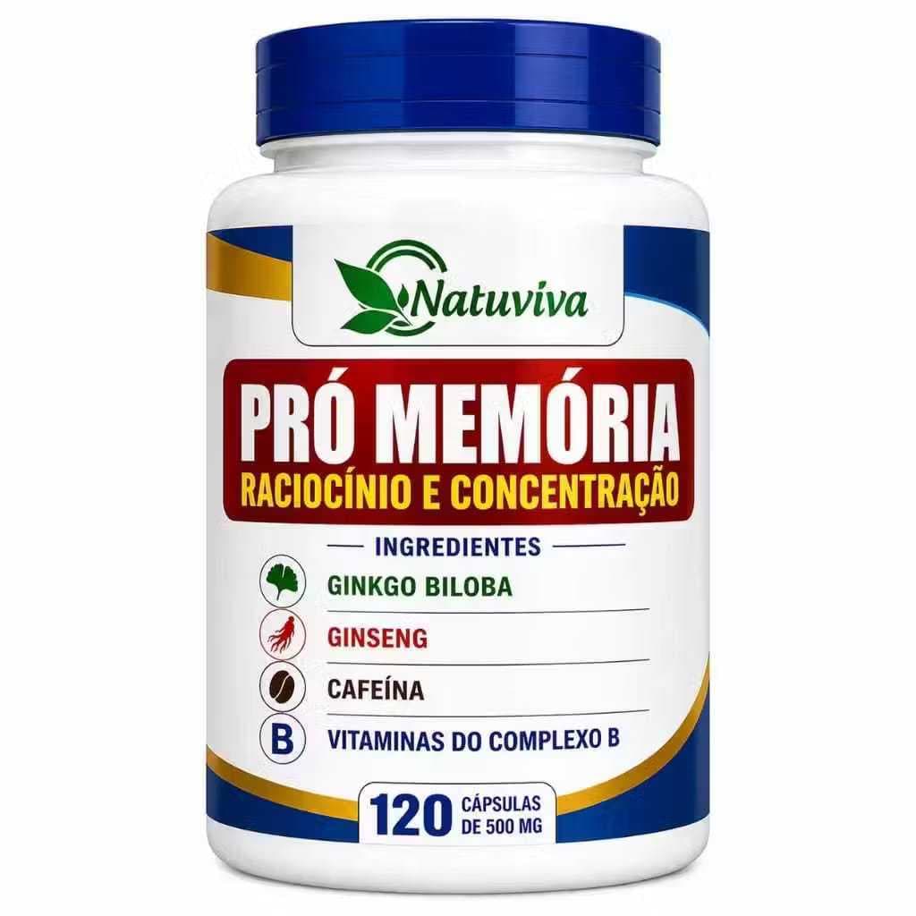 Natuvitae Pró Memória Raciocínio Foco e Concentração Ginkgo Biloba ginseng Cafeína Complexo B