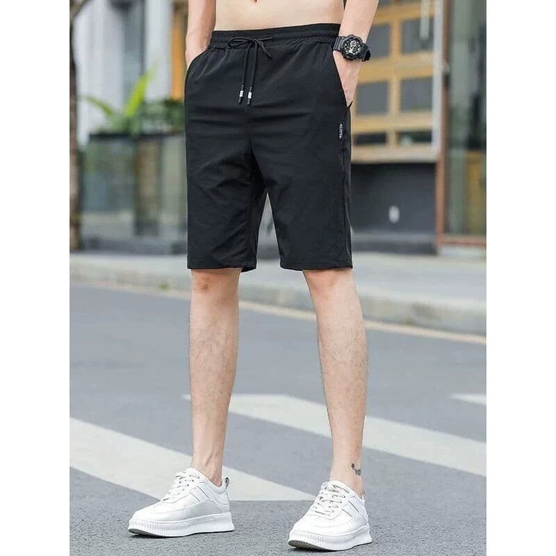 Calções de cinco pontos ultrafinos de seda gelo masculino verão exterior Wear sensação fresca de secagem rápida solto ba