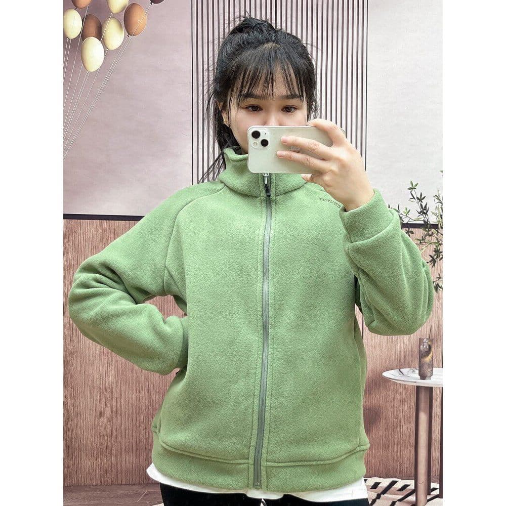 Jaqueta de lã feminina moda estilo ocidental primavera outono Granular velo moletom ao ar livre quente velo Cardigan pri