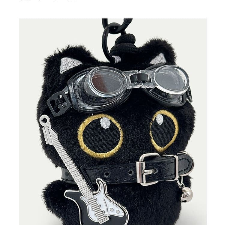 Japonês pequeno gato preto saco pingente acessórios bonito mochila boneca de pelúcia chaveiro presente casal