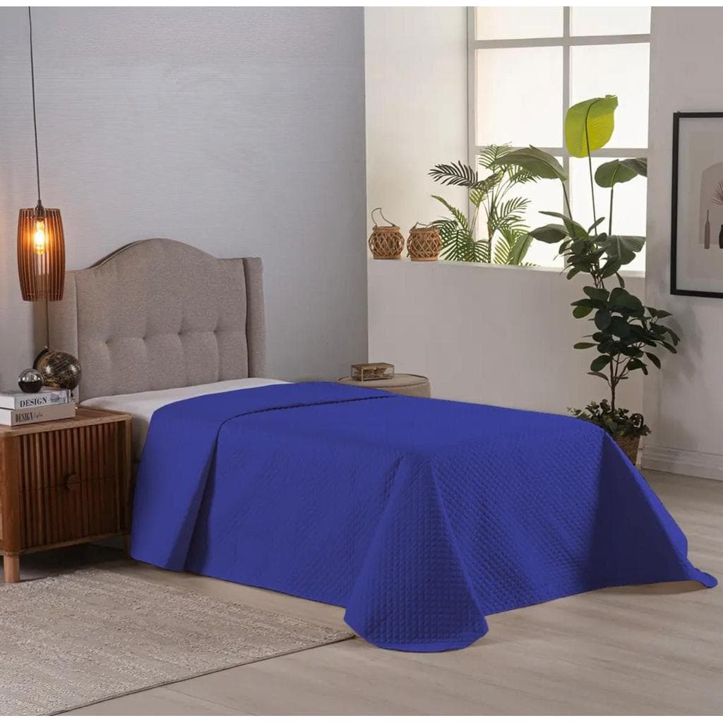 Cobre Leito Forro De Cama Solteiro Matelado 1 Pçs AZUL ROYAL
