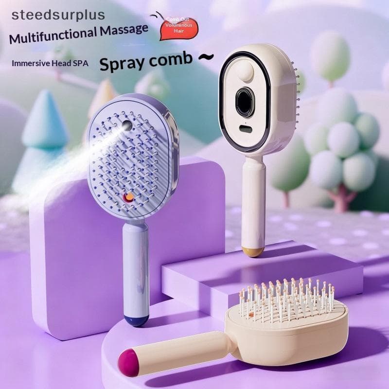 Almofadas De Ar Elétricas Massagem Pente 3 Em 1 Vapor Autolimpante Escova Pentes Massageadores De Couro Cabeludo Recarre