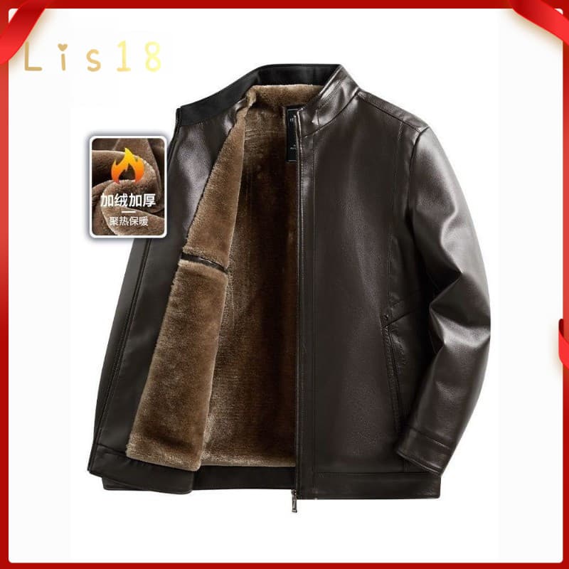 2026 Novo Outono E Inverno Masculino Grosso Couro Do Plutônio Jaqueta De Pelúcia , Estilo Coreano Casual Quente W