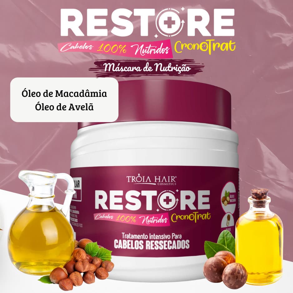 Máscara Qatarestore Nutrição Cronotrat Tróia Hair 500g