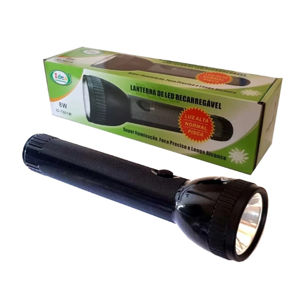 Lanterna Recarregável Led Longo Alcance Potente 8W Strobo IDEA