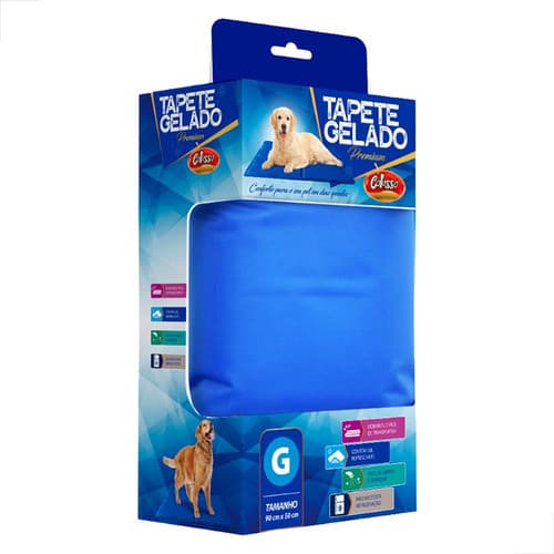 Tapete Colchão Gelado Térmico Cães Gatos 90x50cm Azul Refrescante