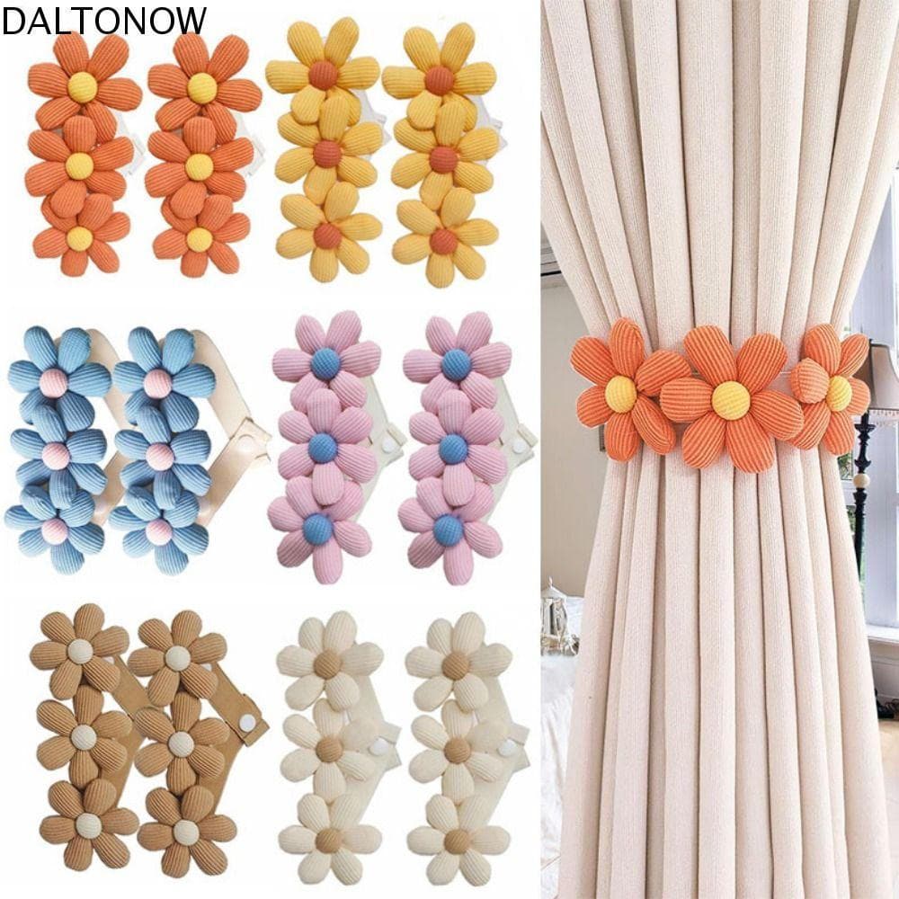 DALTONOW 2 Peças De Fivelas De Cortina De Flores , Laços Coloridos Em Formato De Flor , Corda Decorativa De Faixa Elásti