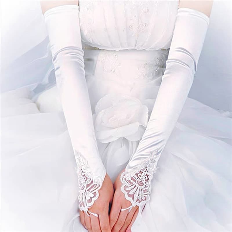 Luvas De Noiva De Dama De Honra De Renda Casamento Luva Protetor Solar QW