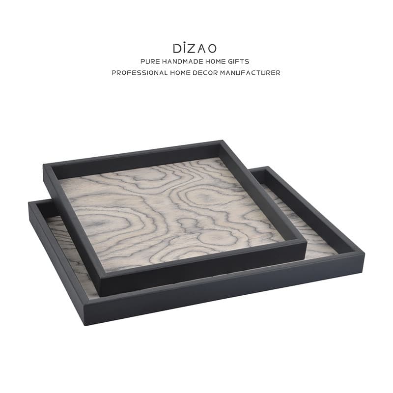 Luz de luxo moderno estilo torta do mar bandeja couro madeira maciça sala estar bandeja armazenamento banheiro aromatera
