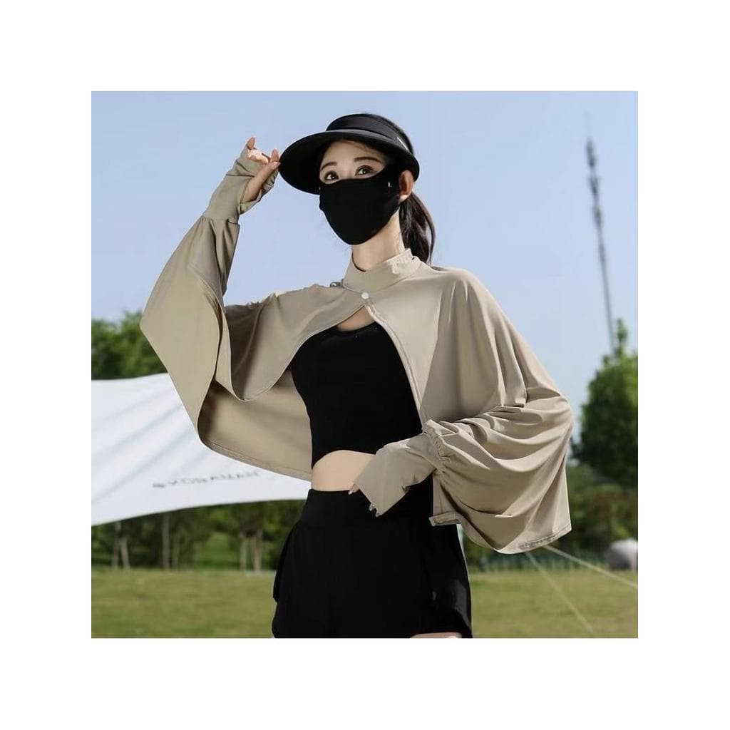 Protetor solar xale feminino verão ciclismo condução Anti-ultravioleta blusa manto respirável solto de manga comprida ja