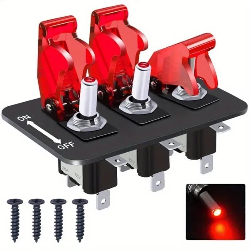 ASW-07D Interruptor de alternância de 3 bits Painel de interruptor de Joystick de 12V com luz LED e liga / desliga pesad