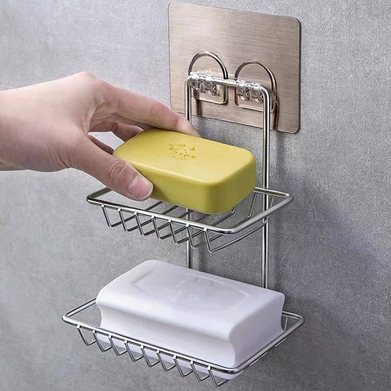 Caixa de sabão de aço inoxidável fixado na parede Rack de sabão banheiro caixa de sabão sem perfuração dreno caixa de sa
