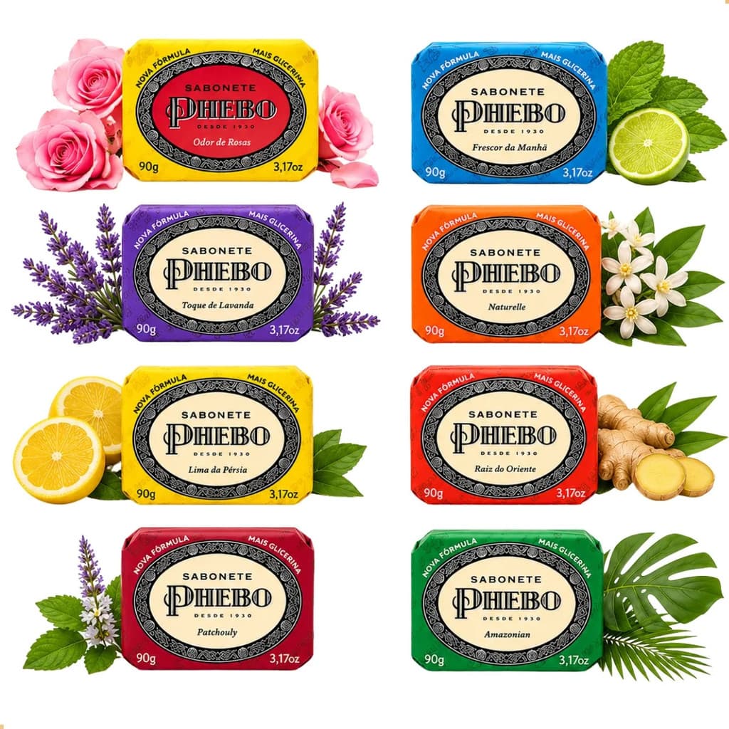 Caixa de Sabonete Phebo Para Presente 8 Unidades 90g Especiarias Aromáticas