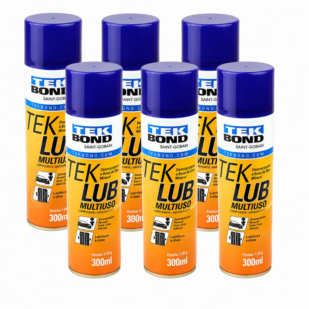 Kit 6 Lubrificante Desengripante Spray 300ml Teklub Tekbond