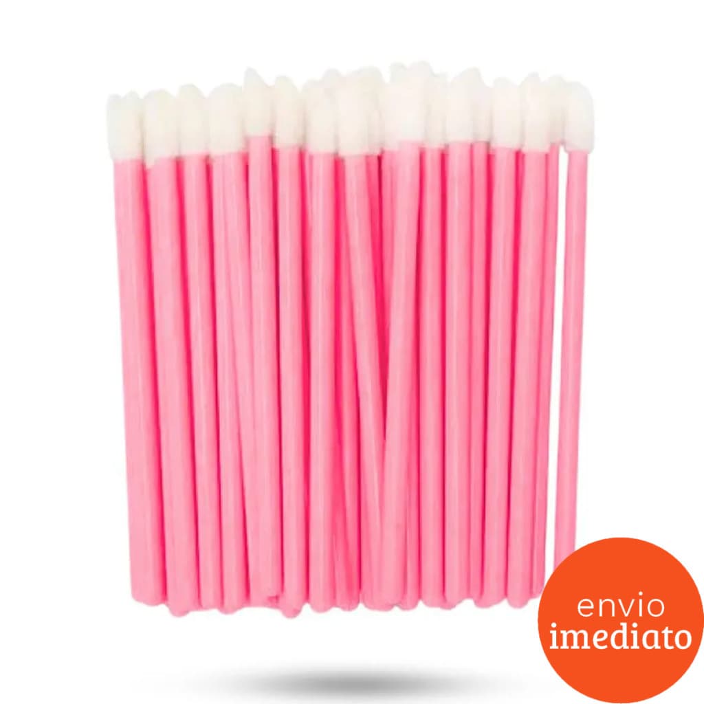 50 Pincel Descartável Aplicador de Gloss e Batom Extensão e Limpeza de Cilios