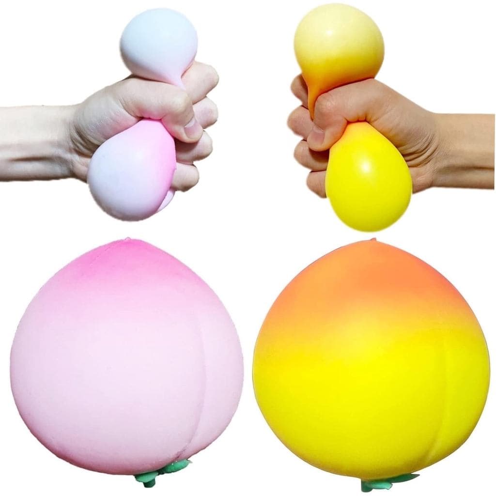 2 Bolas Anti-estresse de Pêssego, Brinquedos Sensoriais, Bola Macia e Elástica, Anti-estresse de Fruta, Bola Anti-e