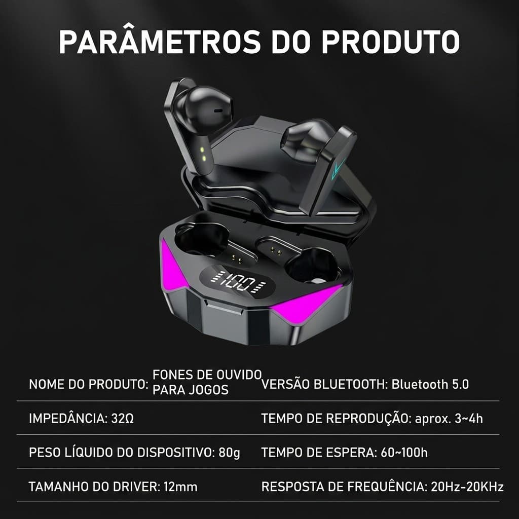 Fone De Ouvido Sem Fio Bluetooth X15 TWS Graves Potentes Som HiFi Display Digital Longa Bateria Envio Rapido SP