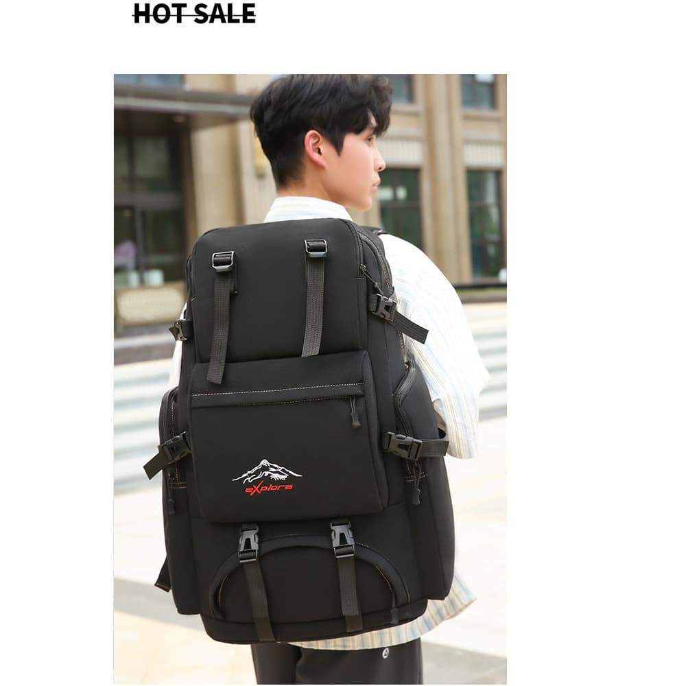 Mochila espessada 70L, grande capacidade, esportes ao ar livre, armazenamento de viagem, bagagem de trabalho de longa di
