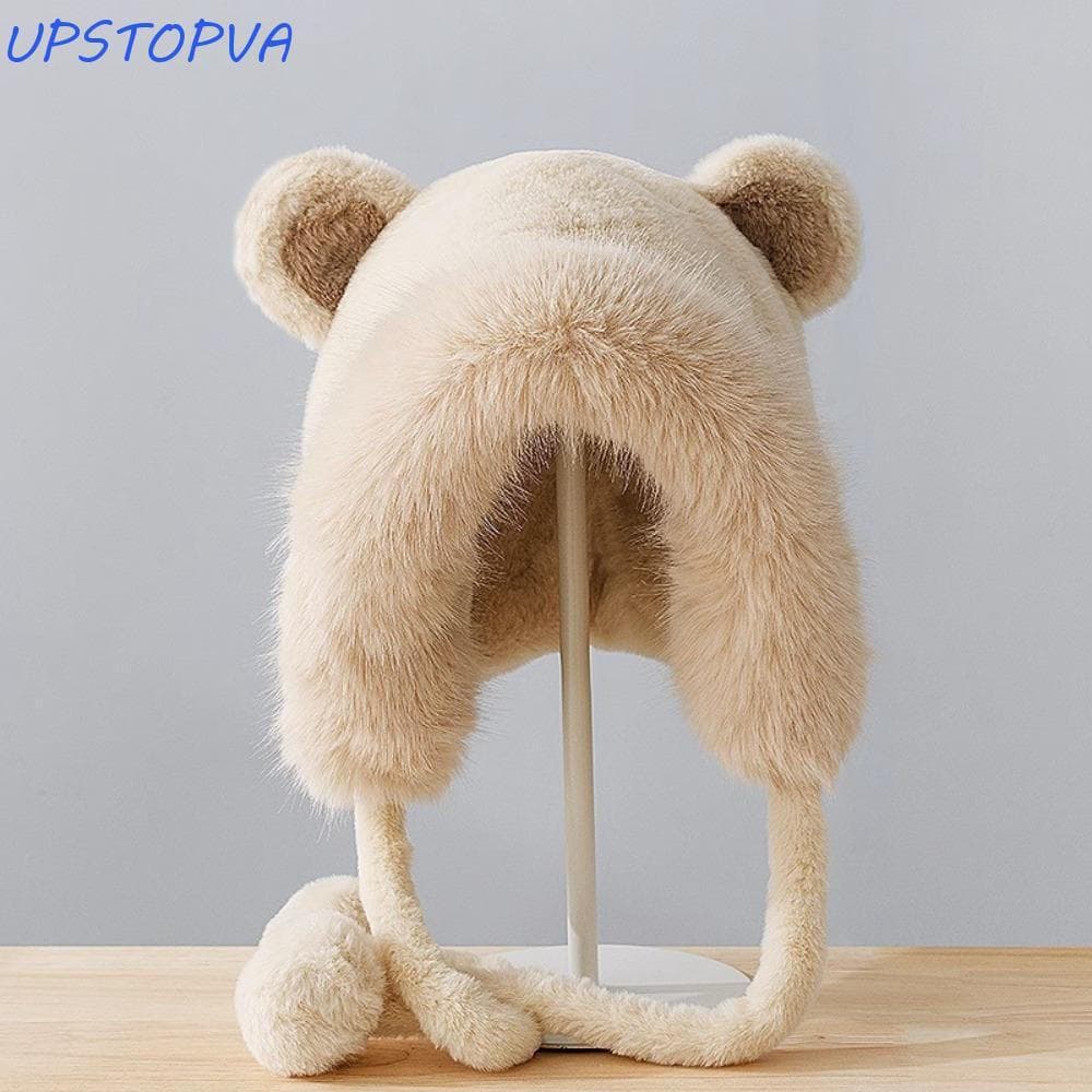 Chapéu De Inverno Upstopvn , Com Orelhas De Urso Grossas E Fofas Pompom , Gorros De Malha Proteção De Ouvido Fofos Quent