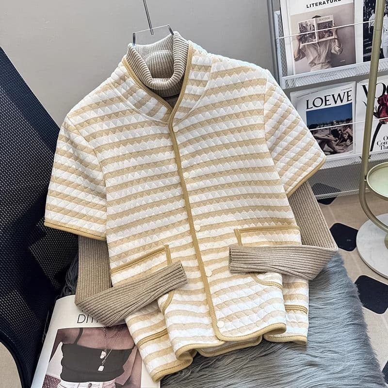 Primavera verão meia manga colete feminino de manga curta Cardigan escritório em casa roupa interior colete colete de pr