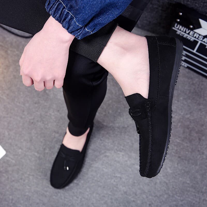 Verão preguiçoso Casual ervilhas sapatos na moda versão coreana velho pequim sapatos de pano camurça masculina deslizame